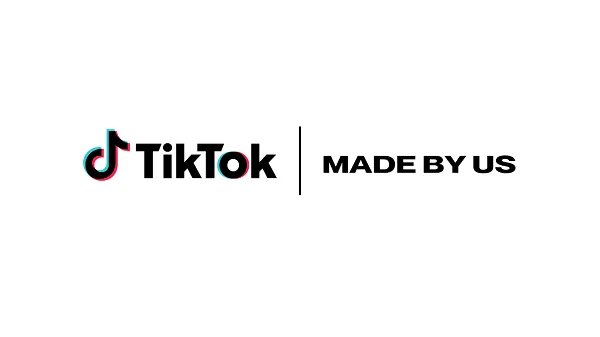 Beyaz zemin üzerinde TikTok ve Made By Us logoları